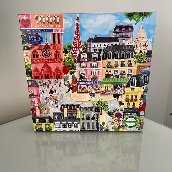 Fun 1000 piece European Vacation puzzles: Venice Open Market & Paris in a Day. - Picture 3 of 3